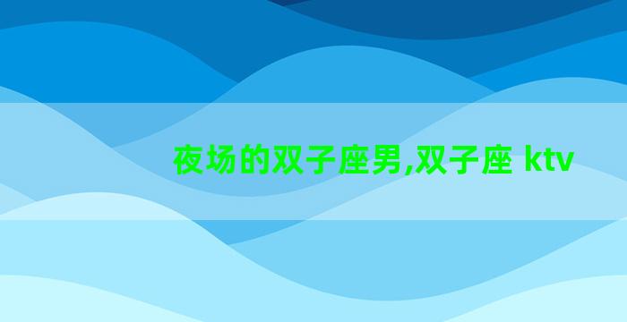 夜场的双子座男,双子座 ktv